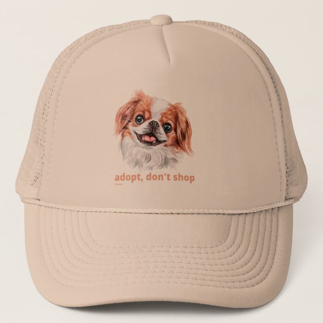 ADOPT, DON'T SHOP (Japanese Chin Spaniel) cute dog Trucker Hat (Front)