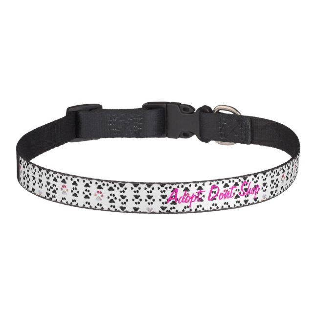 Adopt Dont Shop Paw Pattern Pet Collar (Front)