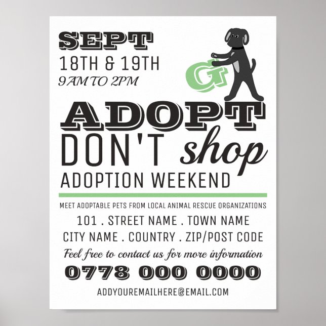 Adopt Don't Shop, Pet Adoption Event Advertising Poster (Front)