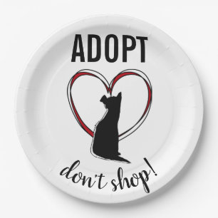 Adopt Don't Shop! Puppy in Heart Shape Paper Plates