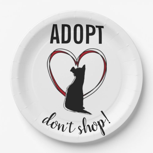Adopt Dont Shop Puppy in Heart Shape Paper Plates