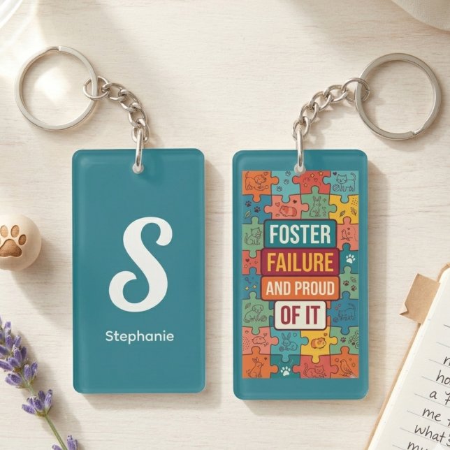 Adopt Don't Shop Rescue Pet Art Keychain (Foster failure and proud keychain for pet parents — cute adoption day gift idea for her.)