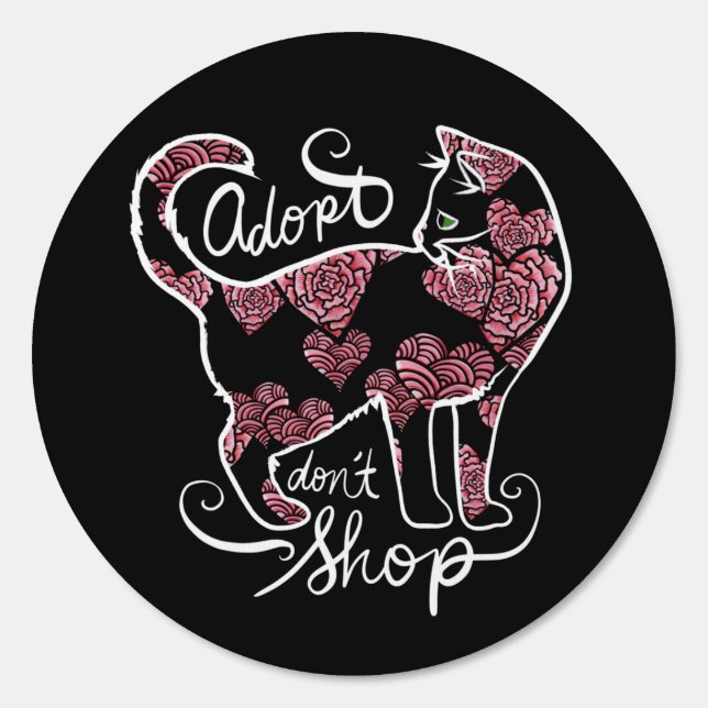 Adopt Don't Shop Roses Kitty Cat Sign (Front)