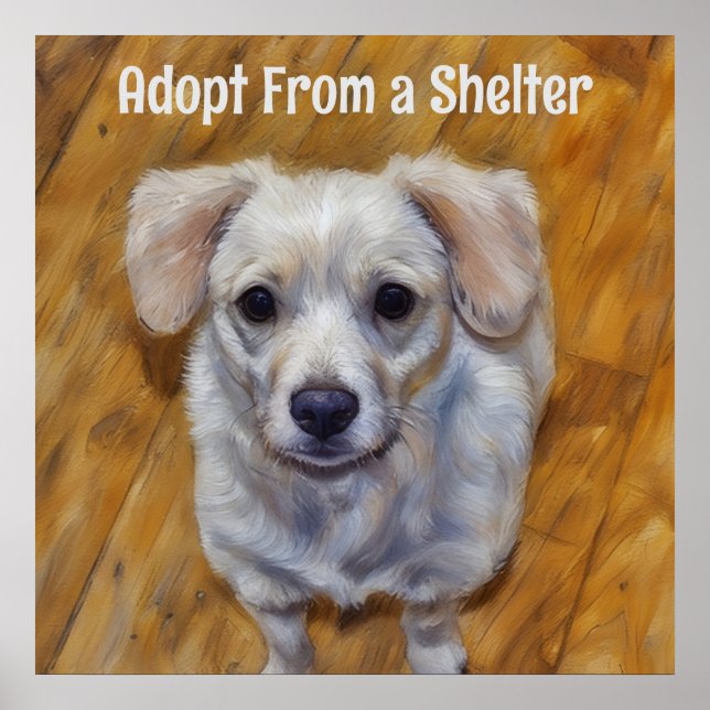 Adopt From a Shelter Cute Dog Poster (Front)