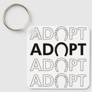 Adopt Hoof Stacked Text Keychain