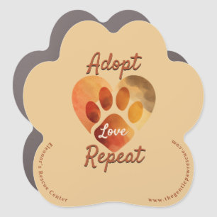 Adopt Love Repeat Rescue Paw Art Car Magnet