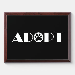 Adopt paw dog award plaque