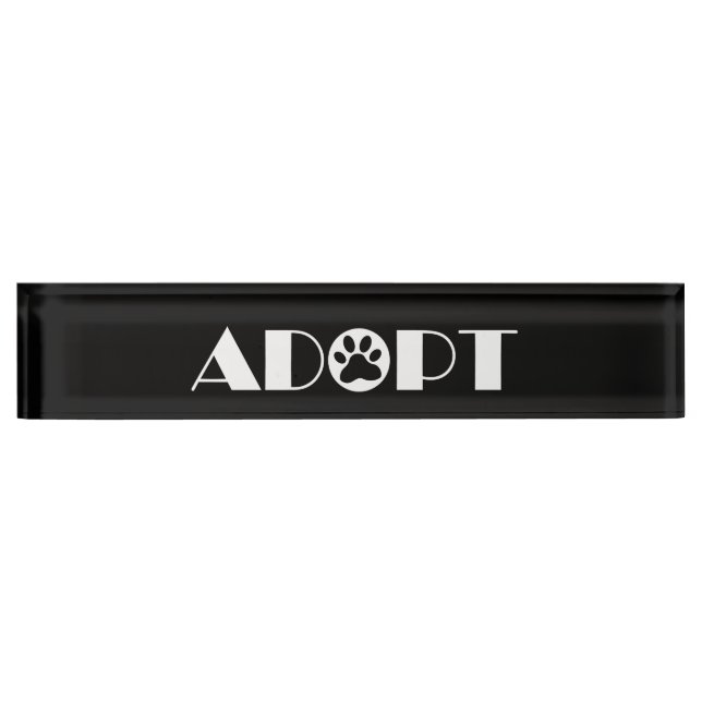 Adopt paw dog desk name plate (Front)