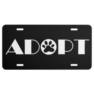 Adopt paw dog license plate