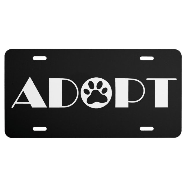 Adopt paw dog license plate (Front)