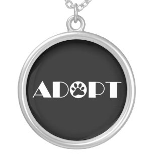 Adopt paw dog silver plated necklace