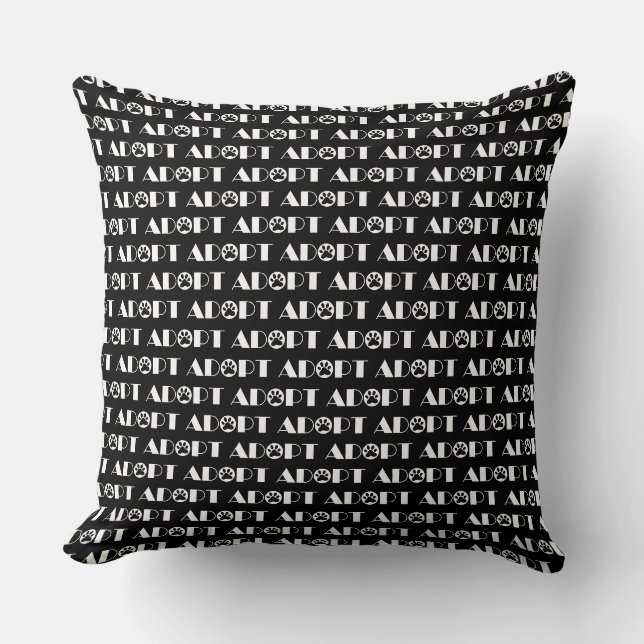 Adopt paw dog throw pillow (Front)