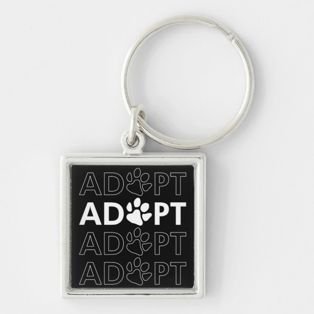 Adopt Paw Stacked Text Keychain (Front)