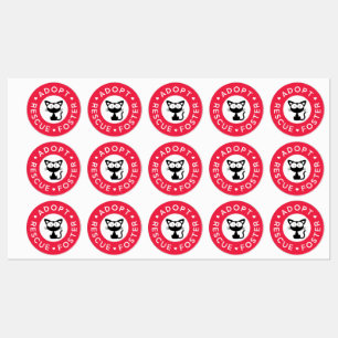 Adopt, Rescue, Foster Cute Black Cat Labels