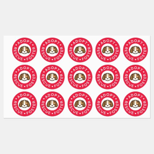 Adopt Rescue Foster  Cute Dog Bandaid Labels