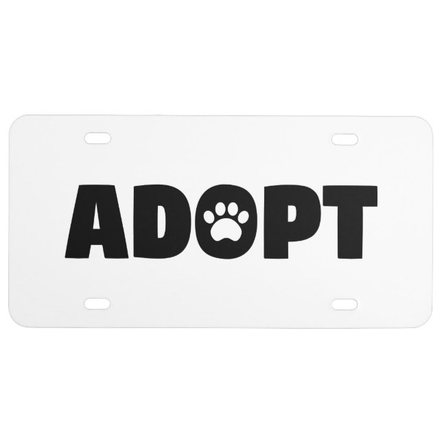 Adopt Rescue Paw License Plate (Front)