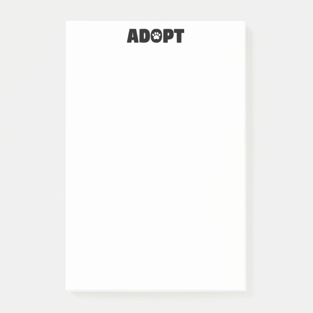 Adopt Rescue Paw Print 4 x 6 Notes (Front)