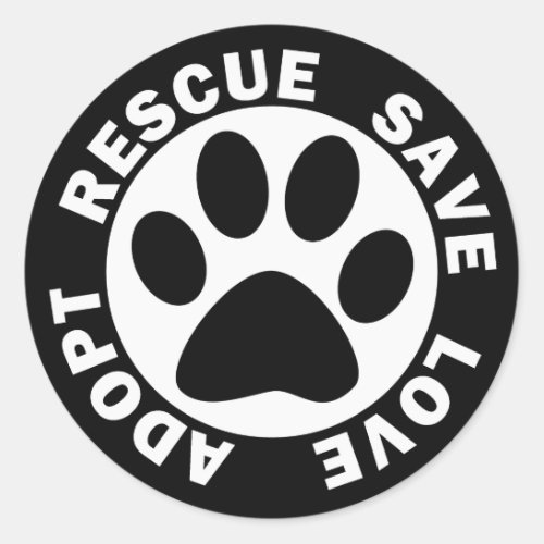 Adopt Rescue Save Love Classic Round Sticker