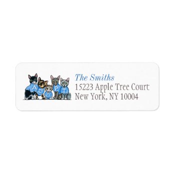 Adopt Shelter Cats Off-leash Art™ Blue Title Label by offleashart at Zazzle