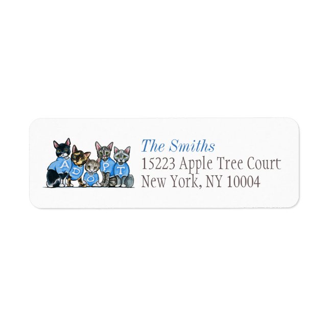 Adopt Shelter Cats Off-Leash Art™ Blue Title Label (Front)