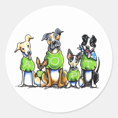Adopt Shelter Dogs Green Tees Think Adoption Classic Round Sticker