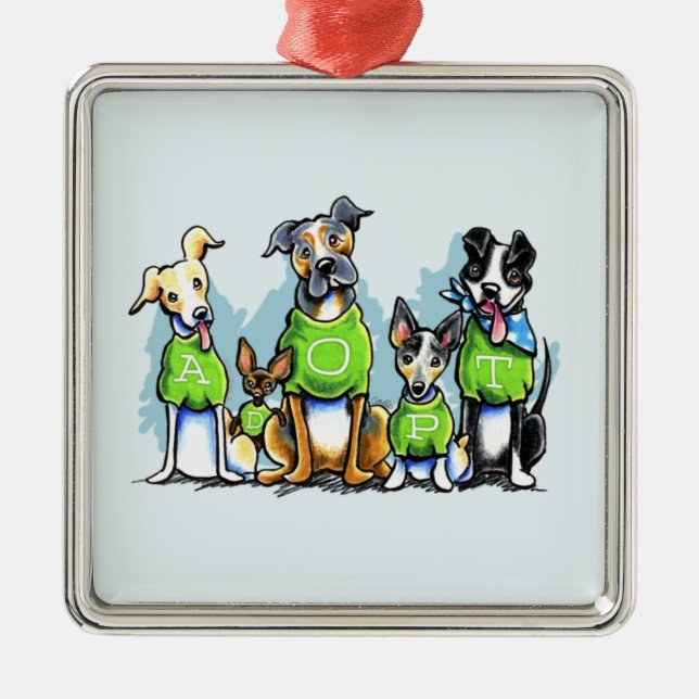 Adopt Shelter Dogs Green Tees Think Adoption Metal Ornament (Front)