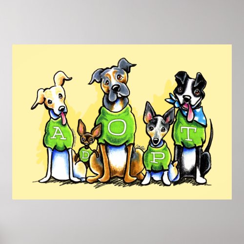 Adopt Shelter Dogs Green Tees Think Adoption Poster