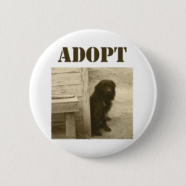 Adopt stray dog pinback button (Front)