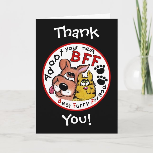 Adopt Your Next BFF Letterpress Thank You Card (Front)