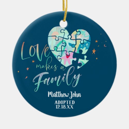 Adopted  Birth Announcement Ceramic Ornament