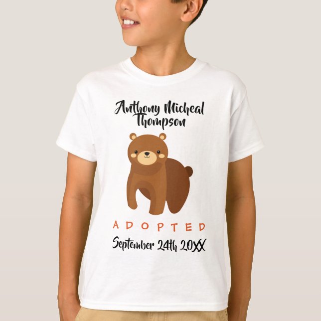 Adopted Brown Bear Adoption - Custom Name Shirt (Front)