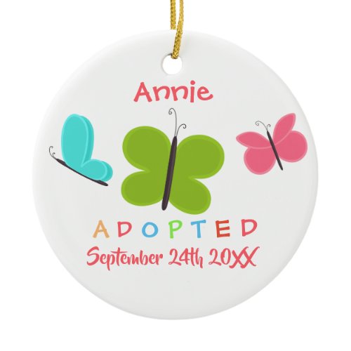 Adopted Butterfly Adoption - Custom Name Ceramic Ornament