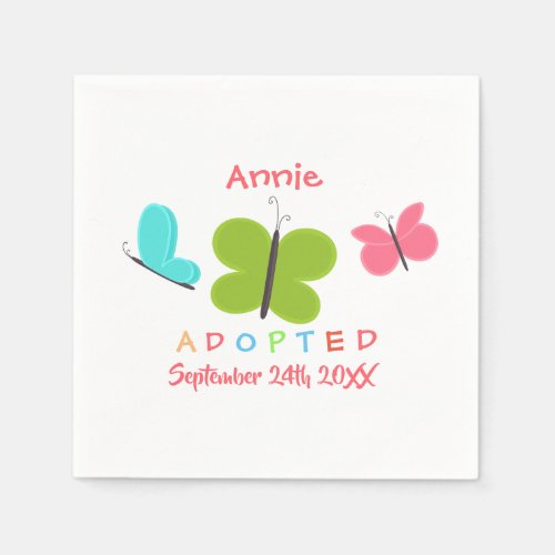 Adopted Butterfly Adoption _ Custom Name Paper Napkins