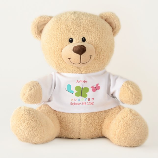 Adopted Butterfly Adoption - Custom Name Teddy Bear (Front)