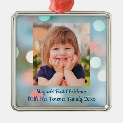 Adopted Childs First Christmas DIY Name Photo Metal Ornament