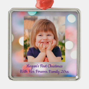 Adopted Child's First Christmas, DIY Name Photo Metal Ornament