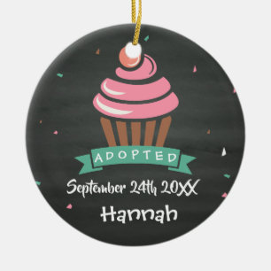Adopted Cupcake - Custom Name Date Ceramic Ornament
