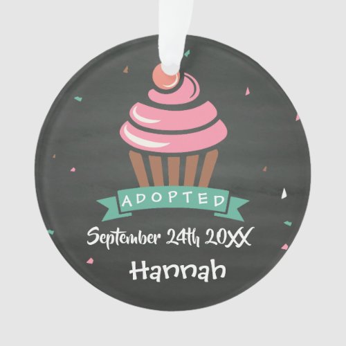 Adopted Cupcake _ Custom Name Date Ornament