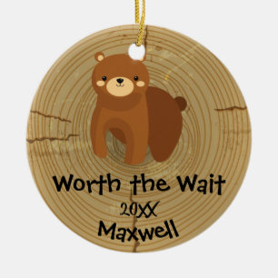 Adopted - Customized Brown Bear Adoption Gift Ceramic Ornament