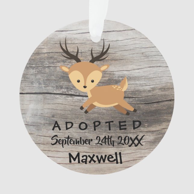Adopted - Customized Deer Adoption Gift Ornament (Front)