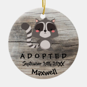 Adopted - Customized Raccoon Adoption Gift Ceramic Ornament