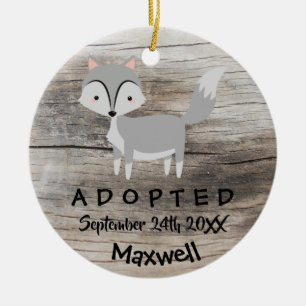 Adopted - Customized Wolf Adoption Gift Ceramic Ornament