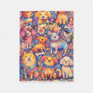 Adopted Dog Theme Fleece Blanket 30" x 40"