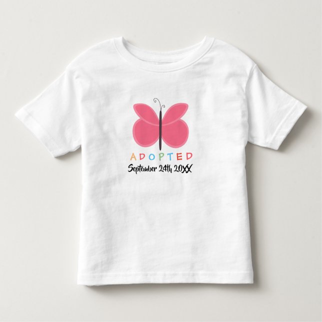 Adopted Pink Butterfly - Custom Date Shirt (Front)
