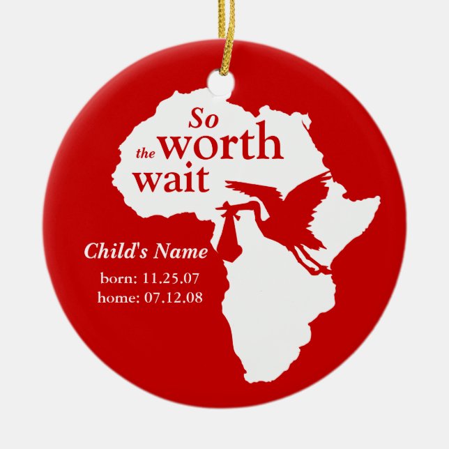 Adoption Africa Worth the Wait Ornament (Front)
