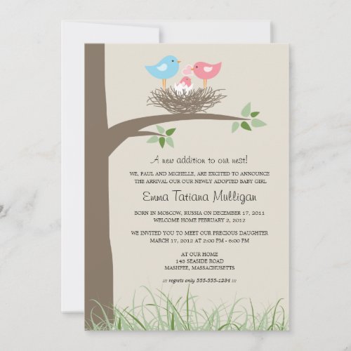 Adoption Announcement Baby Bird's Nest