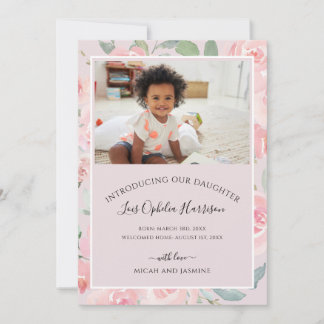Adoption Announcement Blush Pink Floral
