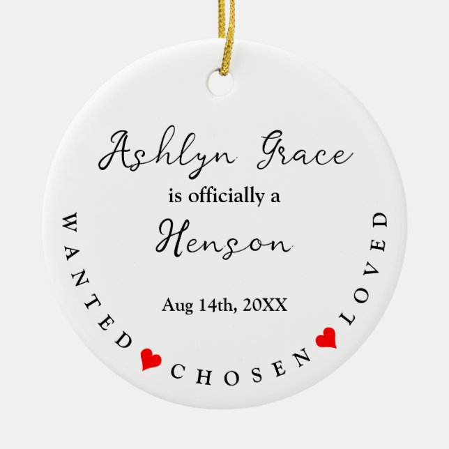 Adoption Announcement Gotcha Day New Parents Gift Ceramic Ornament (Front)
