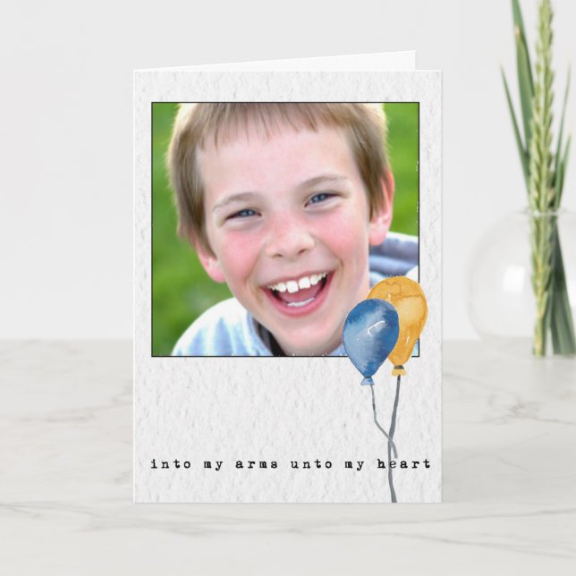 Adoption Announcement painted watercolor balloons (Front)