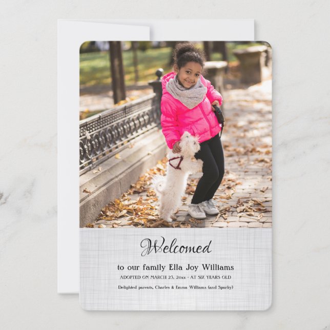 Adoption Announcement with Photo (Front)